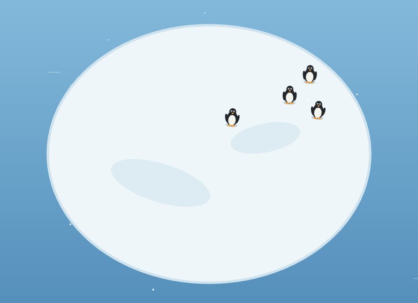 A colônia de pinguins no gelo