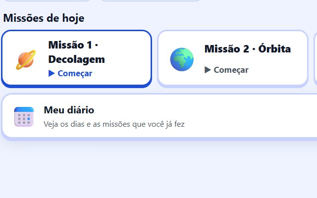 Tela das missões do dia